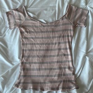 Charlotte Russe, size M, light pink w/ b&w stripes